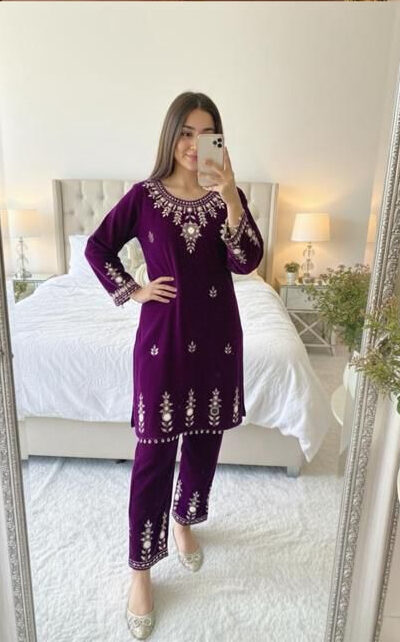 BE 423 Purple Velvet Salwar Suit with Embroidery Work & Mirror Work. Now at just ₹1849. Delivery 4-6 Working Days. Shop now. | Jump Suits, Tops & Bottoms, Track Suits, Salwar suit, Casual Suits, Creative suits, Designer Suits, Palazzo Suits, Party Wear Suits, Patiala Suits, Straight Suits, Trendy Wear