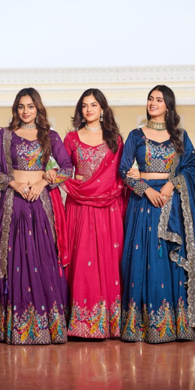 Ram 113 Purple Color Vichitra Lehenga Choli with Embroidery Work. Exclusive Offer ₹3099. Delivery 4-6 Working Days. Shop now. | Lehenga, Bollywood Lehenga, Creative Lehenga, Designer Lehenga, Embroidered Lehenga, Party Wear Lehenga