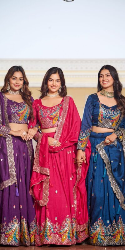 Ram 113 Purple Color Vichitra Lehenga Choli with Embroidery Work. Exclusive Offer ₹3099. Delivery 4-6 Working Days. Shop now. | Lehenga, Bollywood Lehenga, Creative Lehenga, Designer Lehenga, Embroidered Lehenga, Party Wear Lehenga