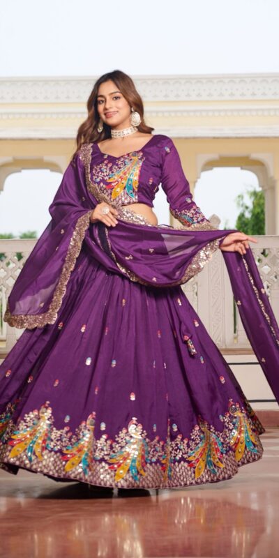Ram 113 Purple Color Vichitra Lehenga Choli with Embroidery Work. Exclusive Offer ₹3099. Delivery 4-6 Working Days. Shop now. | Lehenga, Bollywood Lehenga, Creative Lehenga, Designer Lehenga, Embroidered Lehenga, Party Wear Lehenga