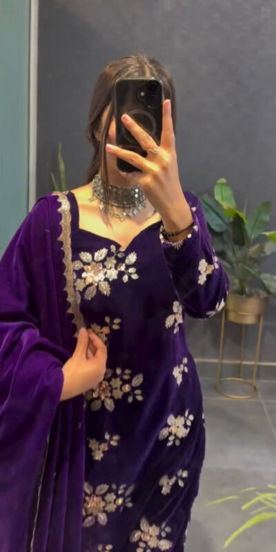 KD 1544 Purple Viscose Velvet Salwar Suit Perfect for Wedding, Party, Makar Sankranti, Onam, Pooja – . Affordable Price ₹1949. Delivery 4-6 Working D | Jump Suits, Salwar suit, Casual Suits, Creative suits, Designer Suits, Palazzo Suits, Party Wear Suits, Patiala Suits, Straight Suits