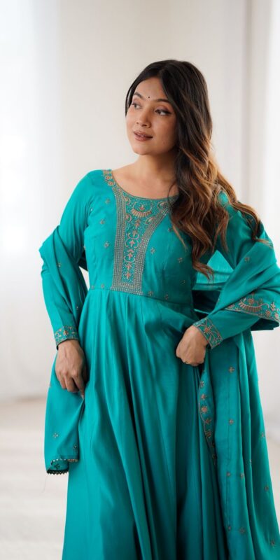 KB 288 Rama in Roman Shimmer Chanderi Silk Embroidery Work & Bead Work Salwar Suit . Grab it for ₹2399. Delivery 4-6 Working Days. Shop now. | Jump Suits, Tops & Bottoms, Track Suits, Salwar suit, Casual Suits, Creative suits, Designer Suits, Palazzo Suits, Party Wear Suits, Patiala Suits, Straight Suits, Trendy Wear