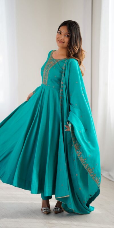 KB 288 Rama in Roman Shimmer Chanderi Silk Embroidery Work & Bead Work Salwar Suit . Grab it for ₹2399. Delivery 4-6 Working Days. Shop now. | Jump Suits, Salwar suit, Casual Suits, Creative suits, Designer Suits, Palazzo Suits, Party Wear Suits, Patiala Suits, Straight Suits