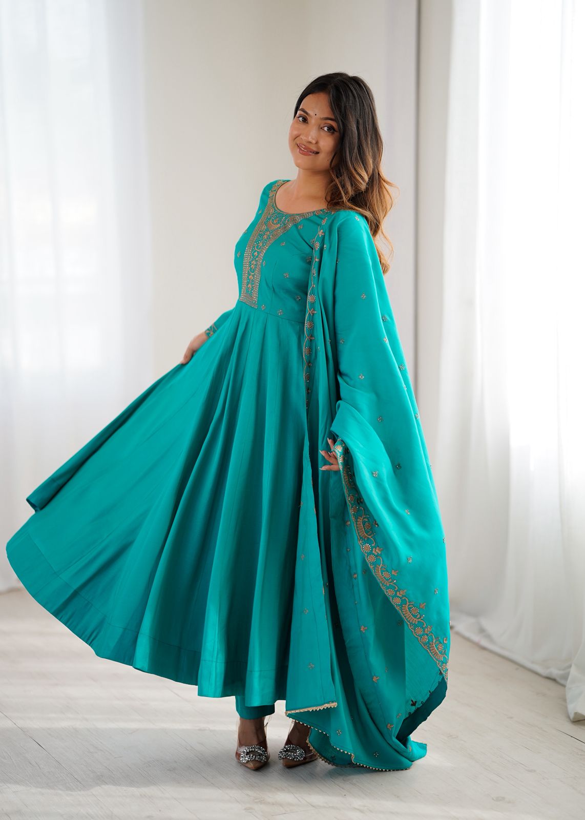 KB 288 Rama in Roman Shimmer Chanderi Silk Embroidery Work & Bead Work Salwar Suit . Grab it for ₹2399. Delivery 4-6 Working Days. Shop now. | Jump Suits, Tops & Bottoms, Track Suits, Salwar suit, Casual Suits, Creative suits, Designer Suits, Palazzo Suits, Party Wear Suits, Patiala Suits, Straight Suits, Trendy Wear