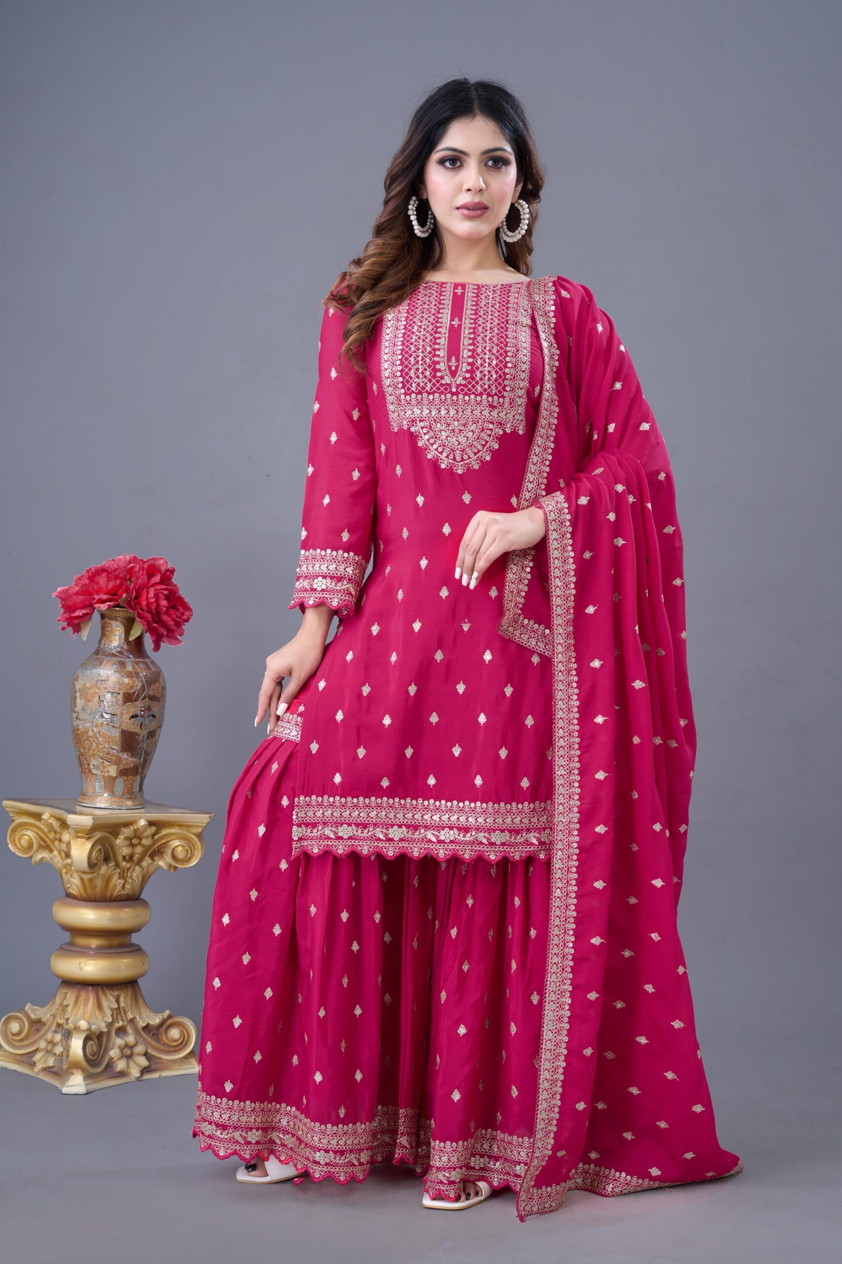 ZF 5006 Rani Pink Color Chinon Silk Sequence Work Salwar Suit Casual, Wedding, Festive, Events . Expected Delivery 4-6 Working Days @2149/- only | Jump Suits, Salwar suit, Casual Suits, Creative suits, Designer Suits, Palazzo Suits, Party Wear Suits, Patiala Suits, Straight Suits