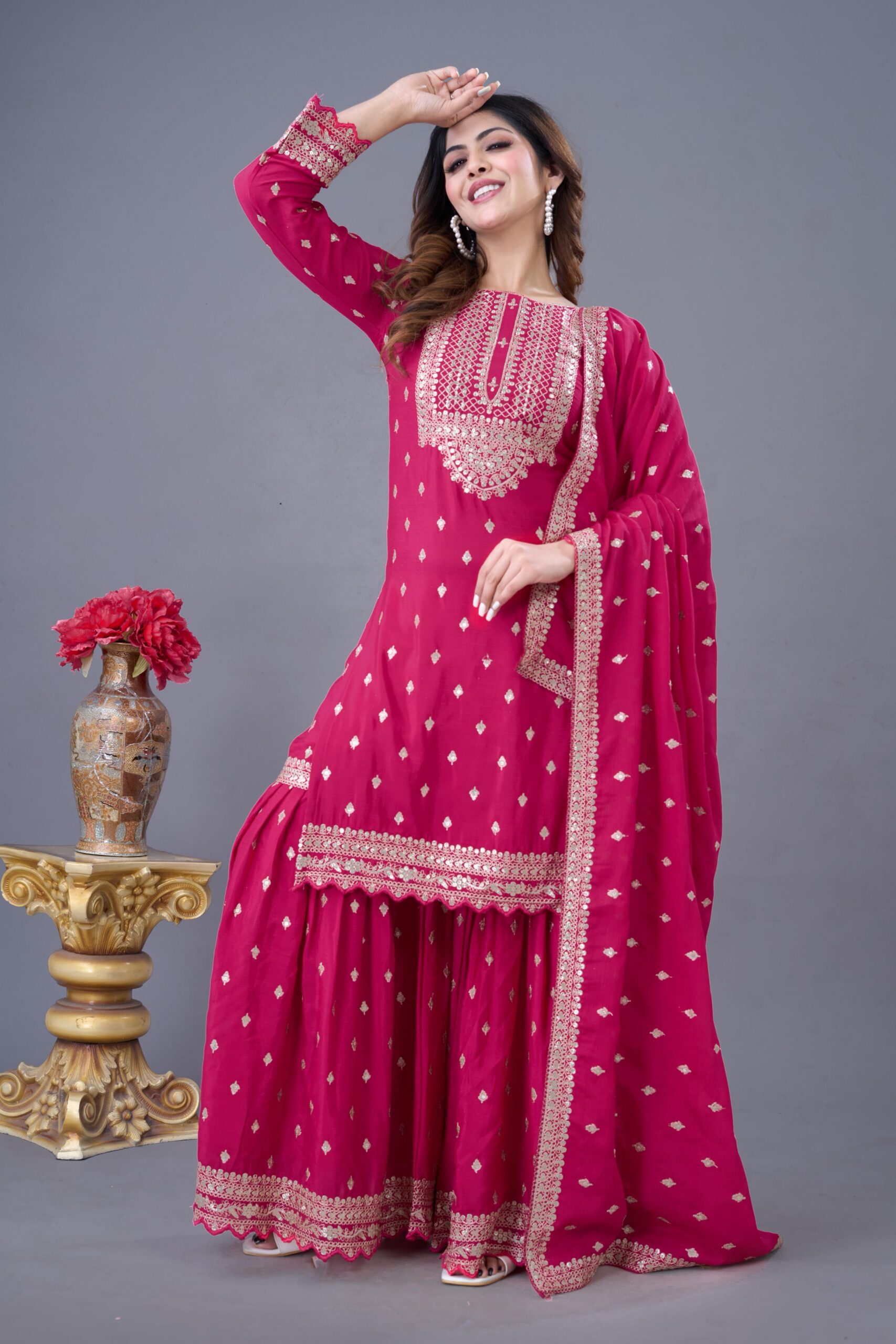 ZF 5006 Rani Pink Color Chinon Silk Sequence Work Salwar Suit Casual, Wedding, Festive, Events . Expected Delivery 4-6 Working Days @2149/- only | Jump Suits, Salwar suit, Casual Suits, Creative suits, Designer Suits, Palazzo Suits, Party Wear Suits, Patiala Suits, Straight Suits