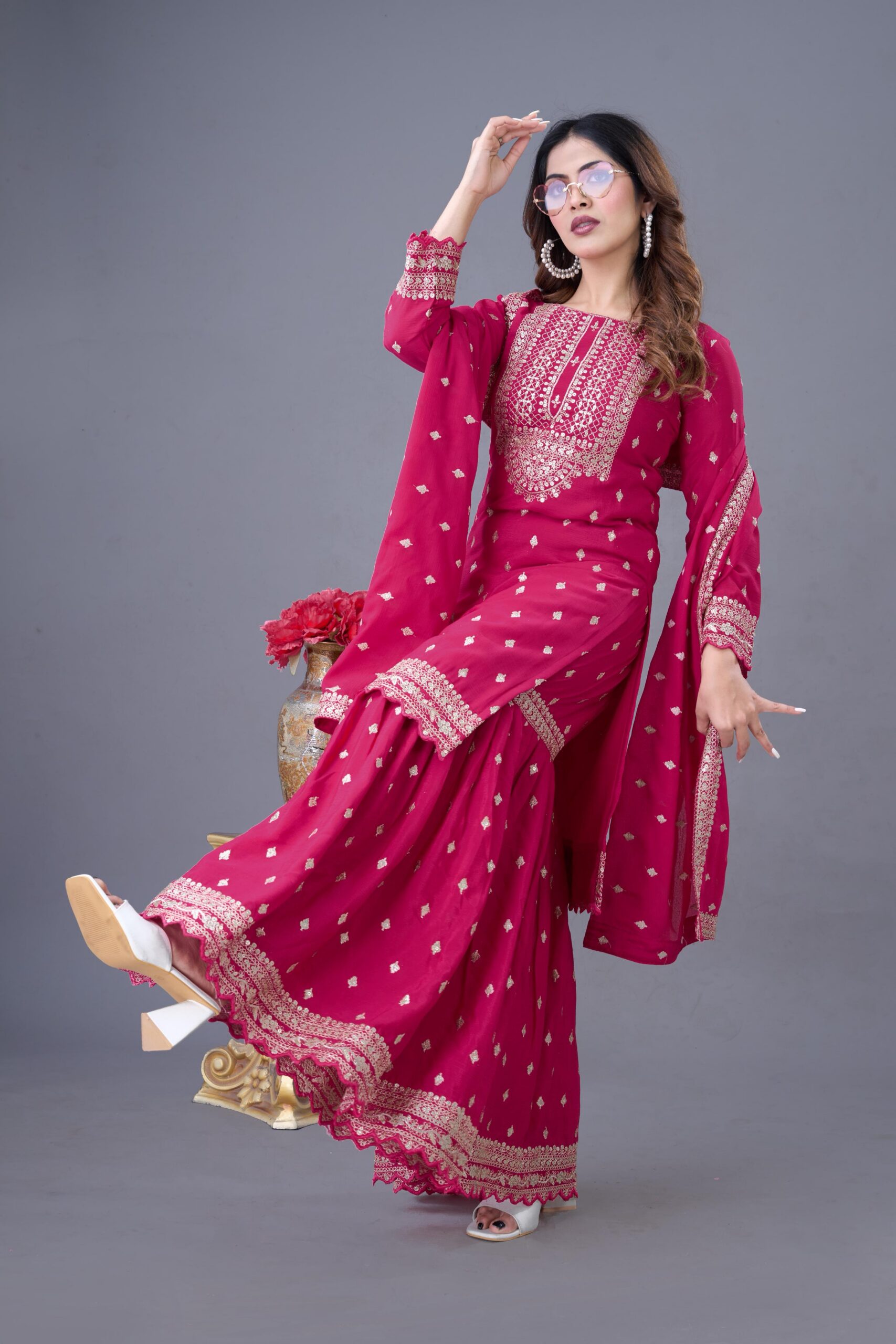 ZF 5006 Rani Pink Color Chinon Silk Sequence Work Salwar Suit Casual, Wedding, Festive, Events . Expected Delivery 4-6 Working Days @2149/- only | Jump Suits, Salwar suit, Casual Suits, Creative suits, Designer Suits, Palazzo Suits, Party Wear Suits, Patiala Suits, Straight Suits