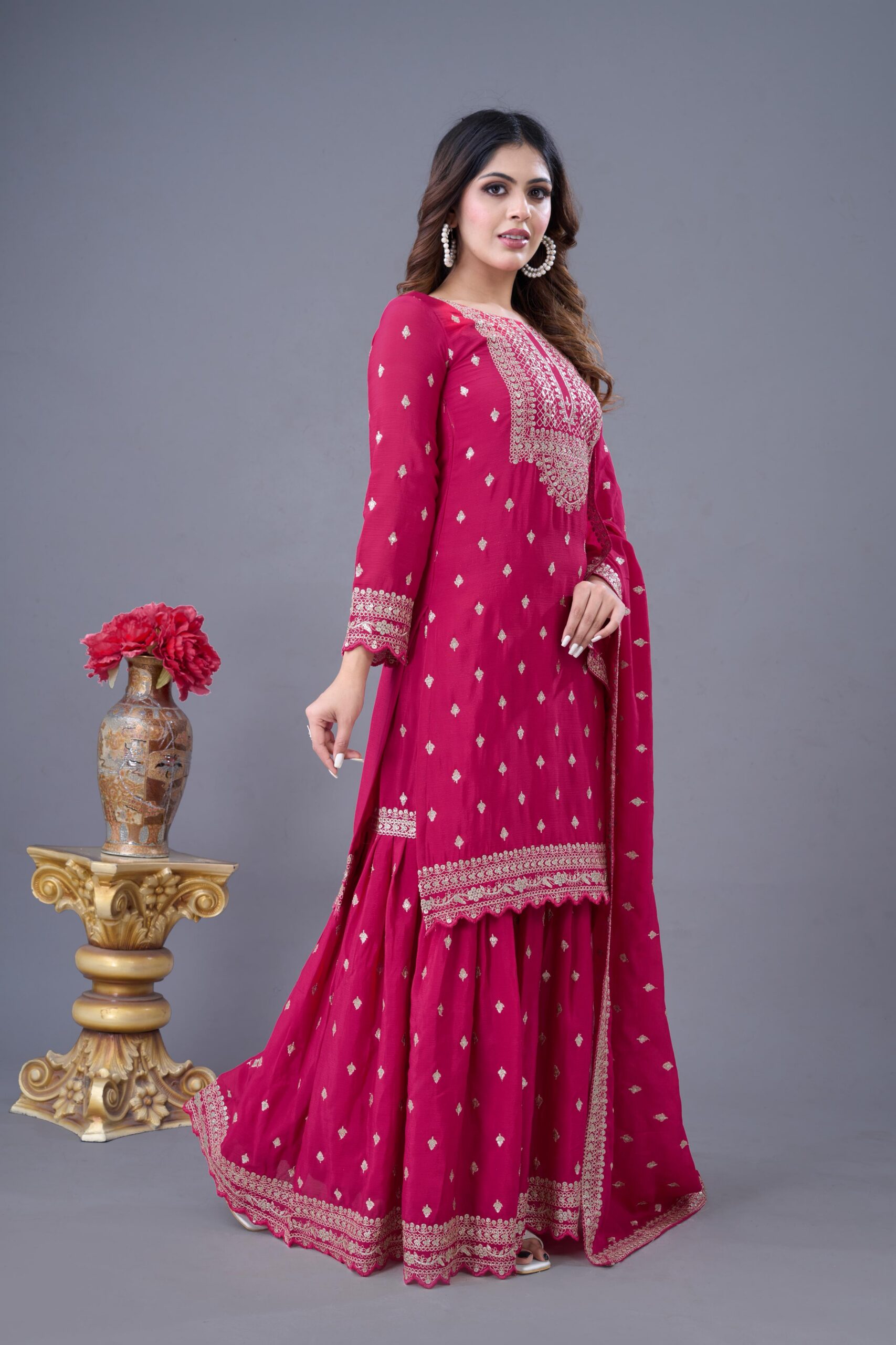 ZF 5006 Rani Pink Color Chinon Silk Sequence Work Salwar Suit Casual, Wedding, Festive, Events . Expected Delivery  4-6 Working Days @2149/- only      | Jump Suits, Salwar suit, Casual Suits, Creative suits, Designer Suits, Palazzo Suits, Party Wear Suits, Patiala Suits, Straight Suits