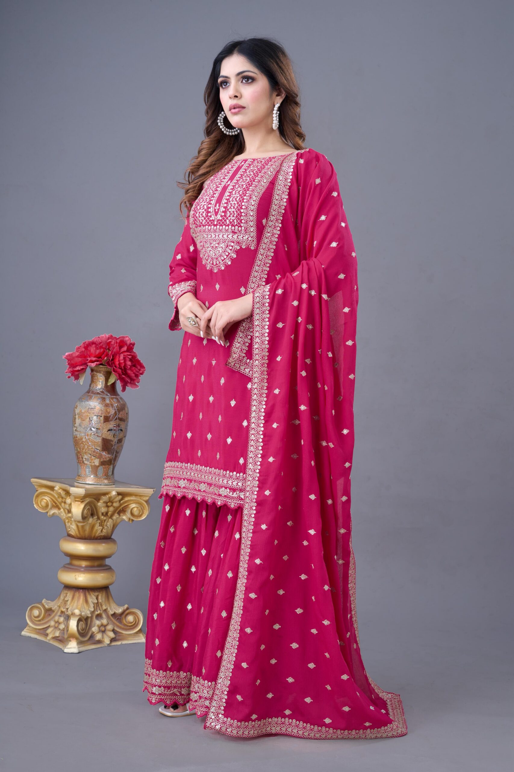 ZF 5006 Rani Pink Color Chinon Silk Sequence Work Salwar Suit Casual, Wedding, Festive, Events . Expected Delivery  4-6 Working Days @2149/- only      | Jump Suits, Salwar suit, Casual Suits, Creative suits, Designer Suits, Palazzo Suits, Party Wear Suits, Patiala Suits, Straight Suits