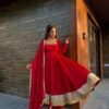 Red Blooming Gorgette Lace Work Salwar Suit