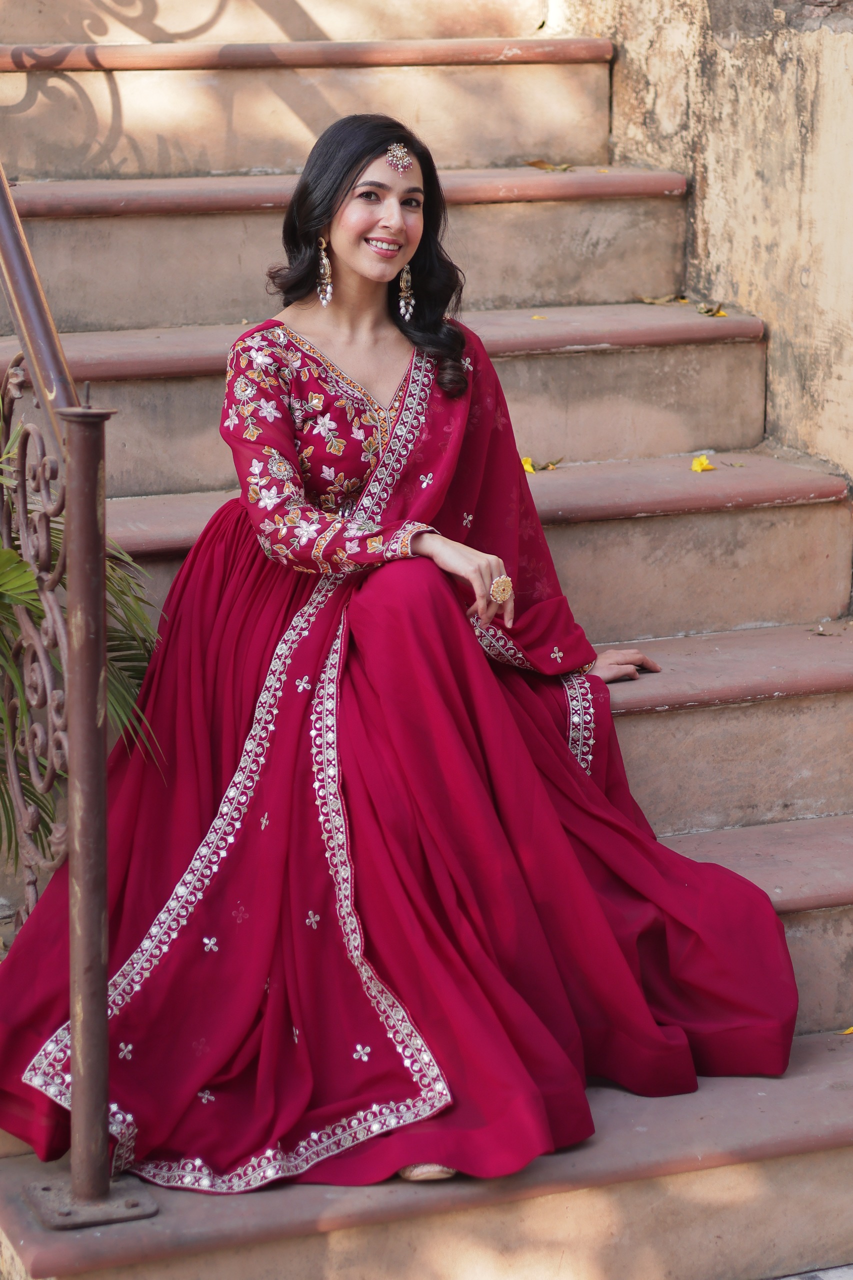 KA 1147 Red in Color Faux Blooming Embroidery Work & Zari Work Gown . Grab it for ₹2049. Delivery 4-6 Working Days. Shop now. | Gowns, Bollywood Gowns, Creative Gowns, Designer Gowns, Embroidered Gowns, Party Wear Gowns