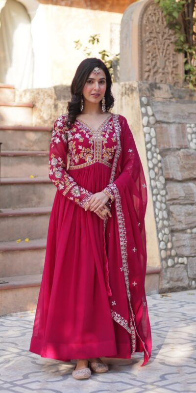 KA 1147 Red in Color Faux Blooming Embroidery Work & Zari Work Gown . Grab it for ₹2049. Delivery 4-6 Working Days. Shop now. | Gowns, Bollywood Gowns, Creative Gowns, Designer Gowns, Embroidered Gowns, Party Wear Gowns