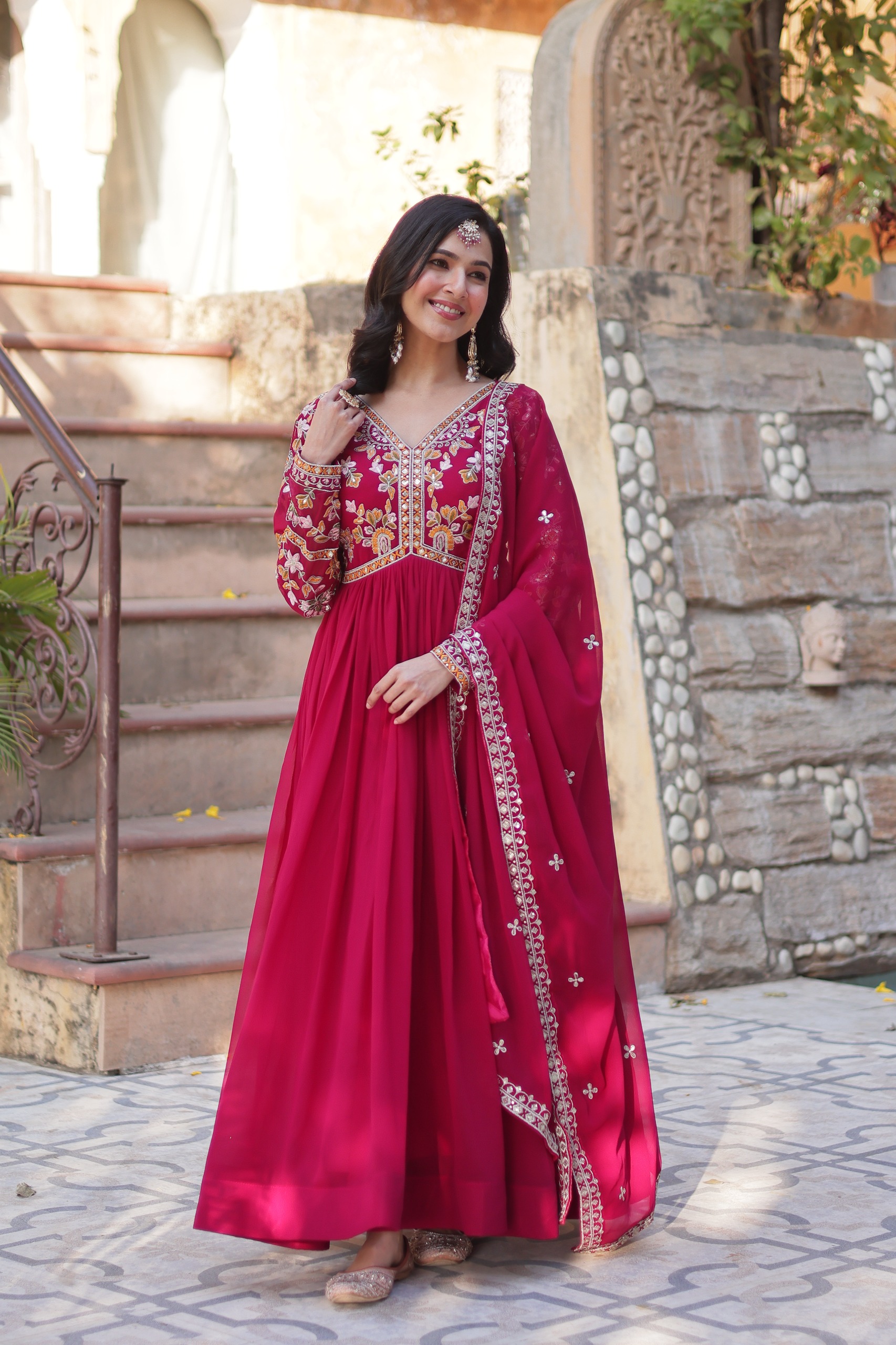 KA 1147 Red in Color Faux Blooming Embroidery Work & Zari Work Gown . Grab it for ₹2049. Delivery 4-6 Working Days. Shop now. | Gowns, Bollywood Gowns, Creative Gowns, Designer Gowns, Embroidered Gowns, Party Wear Gowns