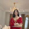 Red Faux Georgette Thread Sequence Work Salwar Suit