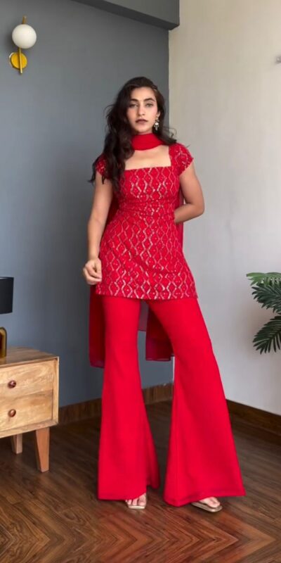 KD 1543 Red Faux Georgette Salwar Suit with Designer Work. Introductory Price ₹1949. Delivery 4-6 Working Days. Shop now. | Jump Suits, Tops & Bottoms, Track Suits, Salwar suit, Casual Suits, Creative suits, Designer Suits, Palazzo Suits, Party Wear Suits, Patiala Suits, Straight Suits, Trendy Wear