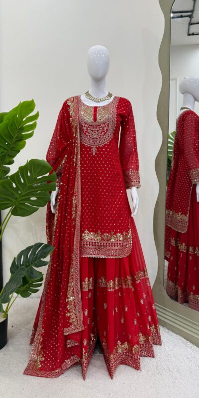 RTC 5899 Red Color Faux Georgette Salwar Suit with Lace Work. Exclusive Offer ₹2599. Delivery 4-6 Working Days. Shop now. | Jump Suits, Salwar suit, Casual Suits, Creative suits, Designer Suits, Palazzo Suits, Party Wear Suits, Patiala Suits, Straight Suits