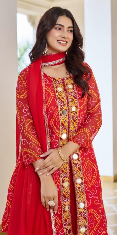 Ram 148 Red in Georgette Badhani print Embroidery Work & Mirror Work Salwar Suit . Exclusive Offer ₹2149. Delivery 4-6 Working Days. Shop now. | Jump Suits, Tops & Bottoms, Track Suits, Salwar suit, Casual Suits, Creative suits, Designer Suits, Palazzo Suits, Party Wear Suits, Patiala Suits, Straight Suits, Trendy Wear