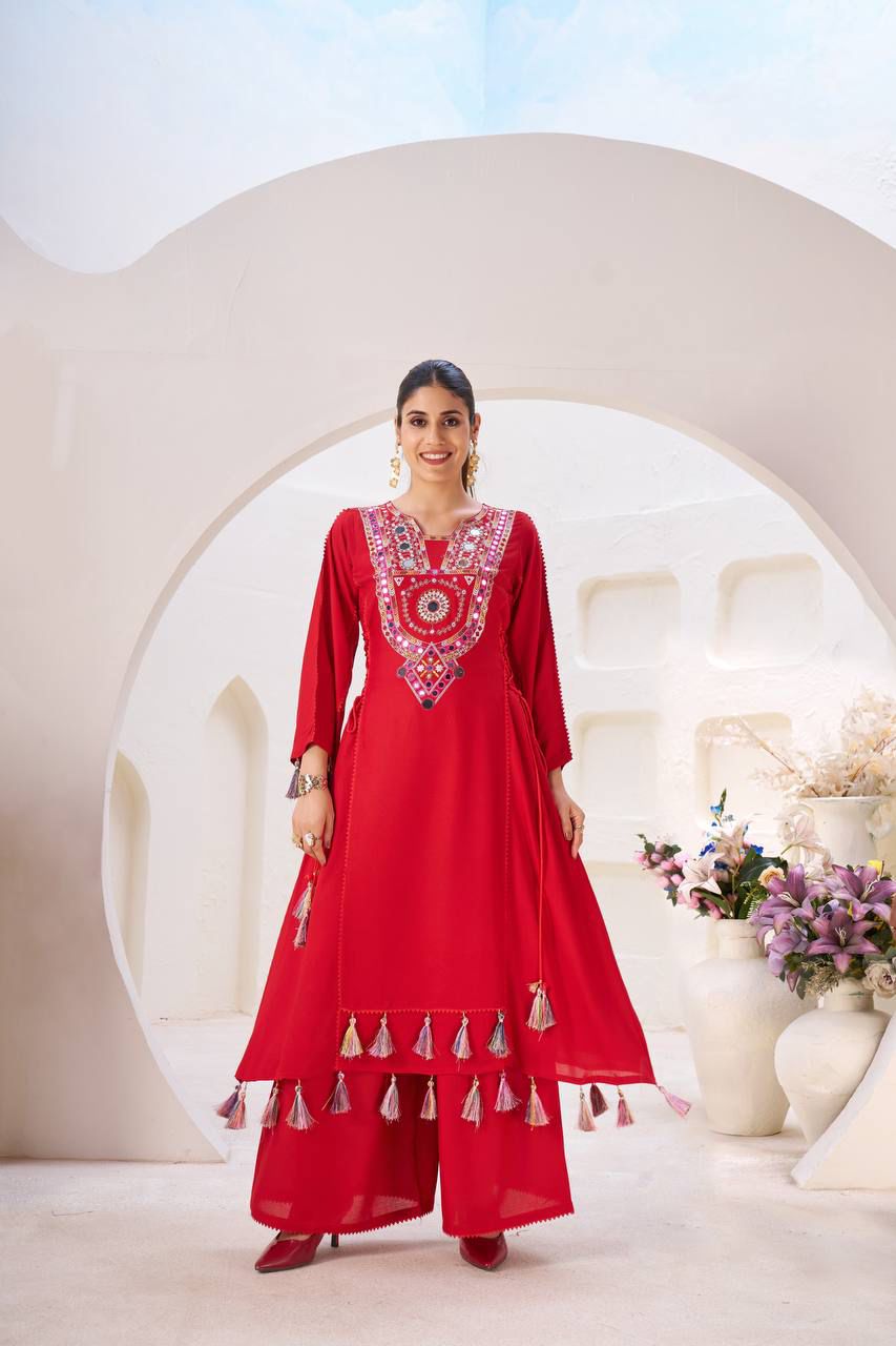 MF 912 Red in Rayon Cotton Embroidery & Mirror Work Salwar Suit . Introductory Price ₹1899. Delivery 4-6 Working Days. Shop now. | Jump Suits, Tops & Bottoms, Track Suits, Salwar suit, Casual Suits, Creative suits, Designer Suits, Palazzo Suits, Party Wear Suits, Patiala Suits, Straight Suits, Trendy Wear