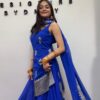 Royal Blue Faux Georgette Sequence Lace Work Salwar Suit
