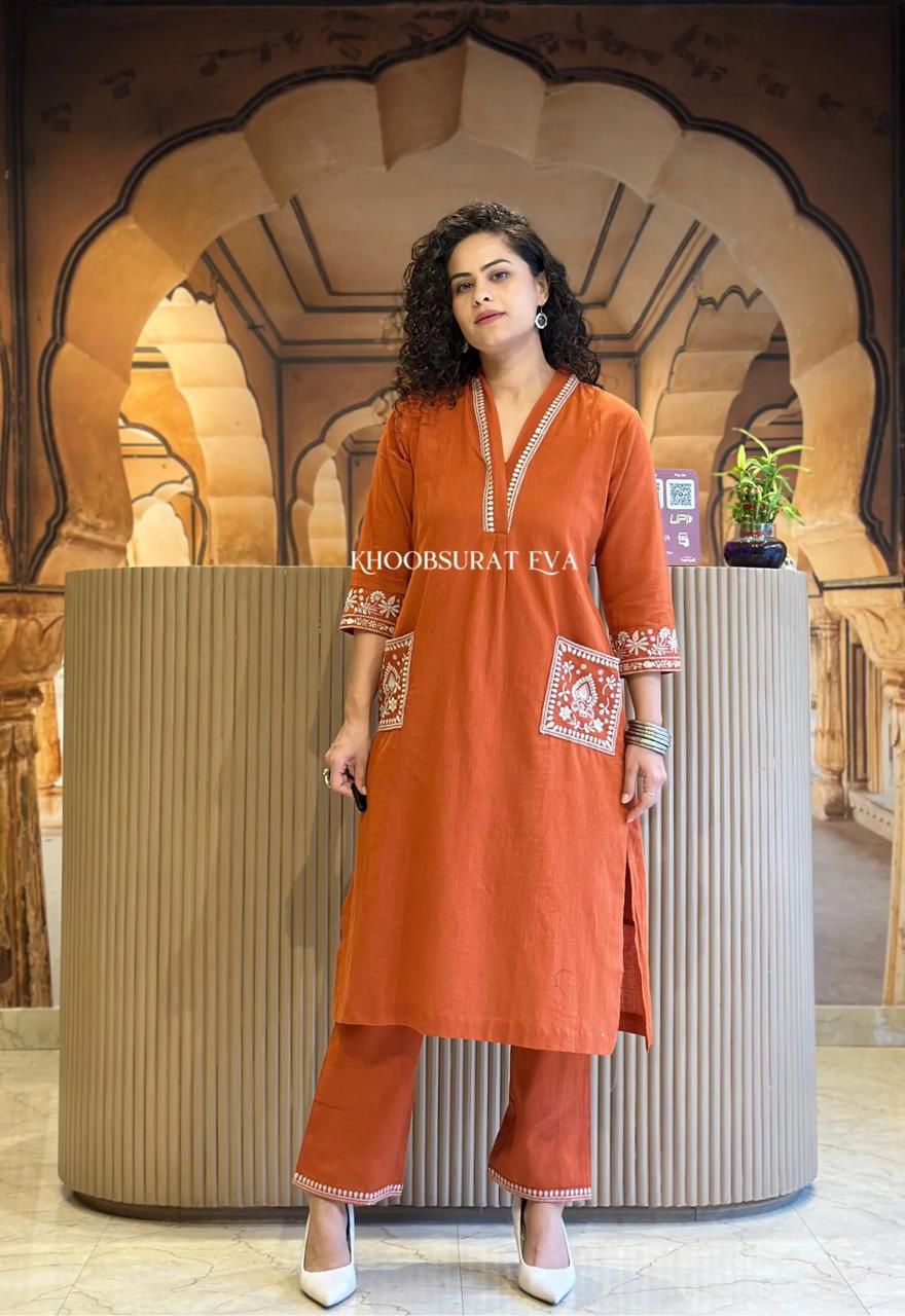 MF 899 Rust in Color Cambric Cotton Embroidery Work & Lace Work Kurti . Best Price ₹1449. Delivery 4-6 Working Days. Shop now. | Kurti, Bollywood Kurti, Creative Kurtis, Designer Kurti, Party Wear Kurti, Selfie Kurti