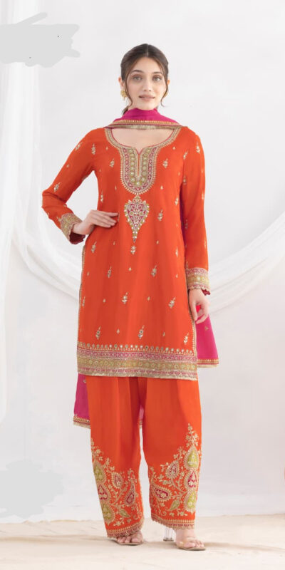 DS GULZAR 2641 Rust in Chinon Embroidery Work & Mirror Work Salwar Suit. Now at just ₹3049. Delivery 4-6 Working Days. Shop now. | Jump Suits, Tops & Bottoms, Track Suits, Salwar suit, Casual Suits, Creative suits, Designer Suits, Palazzo Suits, Party Wear Suits, Patiala Suits, Straight Suits, Trendy Wear