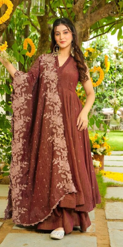 LG 2046 Rust Crunchy Salwar Suit with Embroidery Work. Wedding, Party, Festive, Events, Exclusive Offer ₹2099. Delivery 4-6 Working Days. Shop now. | Jump Suits, Salwar suit, Casual Suits, Creative suits, Designer Suits, Palazzo Suits, Party Wear Suits, Patiala Suits, Straight Suits