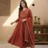 MF 912 Rust Color Vichitra Silk Gown with Sequence Work Designer Work. Get it for ₹1799. Delivery 4-6 Working Days. Shop now. | Gowns, Bollywood Gowns, Creative Gowns, Designer Gowns, Embroidered Gowns, Party Wear Gowns