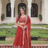 Rust Vichitra Silk Sequins Work Lehenga Choli