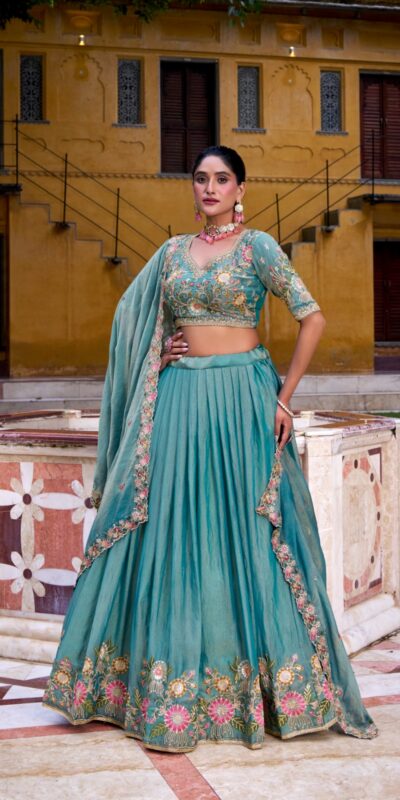 LNB 1450 Sky Blue in Zari Shimmer Embroidery Work & Zari Work Lehenga Choli . Grab it for ₹3599. Delivery 4-6 Working Days. Shop now. | Lehenga, Bollywood Lehenga, Creative Lehenga, Designer Lehenga, Embroidered Lehenga, Party Wear Lehenga