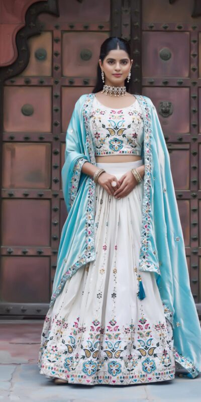 Ram 144 Sky Blue in Pure Tissue silk Embroidery Work Lehenga Choli . Available at ₹3349 only. Delivery 4-6 Working Days. Shop now. | Lehenga, Bollywood Lehenga, Creative Lehenga, Designer Lehenga, Embroidered Lehenga, Party Wear Lehenga