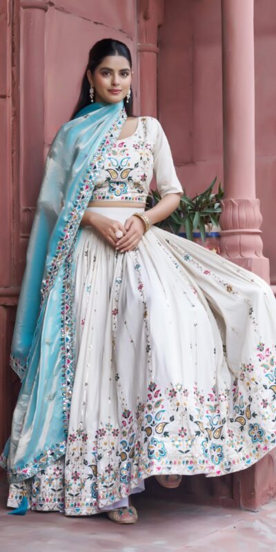 Ram 144 Sky Blue in Pure Tissue silk Embroidery Work Lehenga Choli . Available at ₹3349 only. Delivery 4-6 Working Days. Shop now. | Lehenga, Bollywood Lehenga, Creative Lehenga, Designer Lehenga, Embroidered Lehenga, Party Wear Lehenga