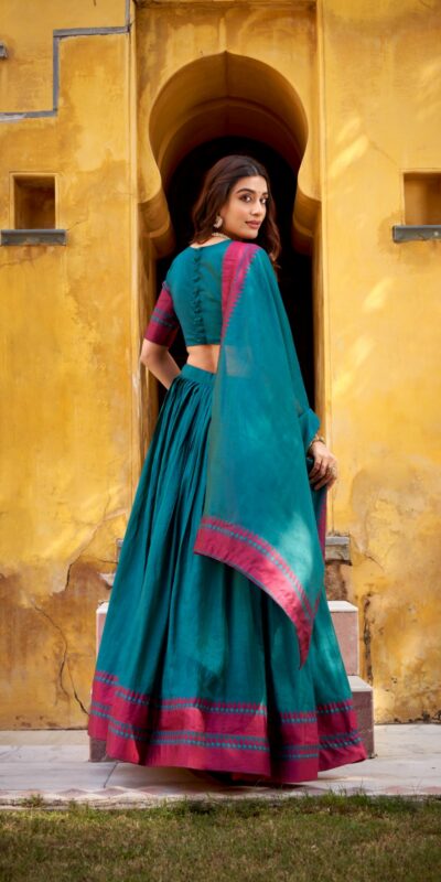 LNB 1901 Teal Pure Chanderi Lehenga Choli with Embroidery Work & Thread Embroidery. Introductory Price ₹2399. Delivery 4-6 Working Days. Shop now. | Lehenga, Bollywood Lehenga, Creative Lehenga, Designer Lehenga, Embroidered Lehenga, Party Wear Lehenga