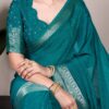 YNF 7916 Teal Chinon Saree with Zari Work. Wedding, Party, Festive, Events Festive Deal ₹1699. Delivery 4-6 Working Days. Shop now. | Sarees, Bollywood Sarees, Creative Sarees, Designer Sarees, Embroidered Sarees, Ethnic Saree, Modern Digital sarees, Party Wear Sarees