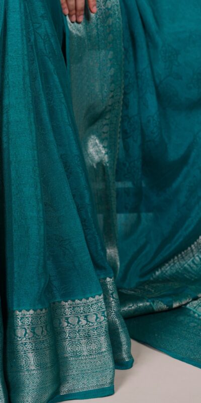 YNF 7916 Teal Chinon Saree with Zari Work. Wedding, Party, Festive, Events Festive Deal ₹1699. Delivery 4-6 Working Days. Shop now. | Sarees, Bollywood Sarees, Creative Sarees, Designer Sarees, Embroidered Sarees, Ethnic Saree, Modern Digital sarees, Party Wear Sarees