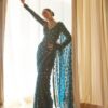 Teal Faux Georgette Embroidery Sequins Work Saree