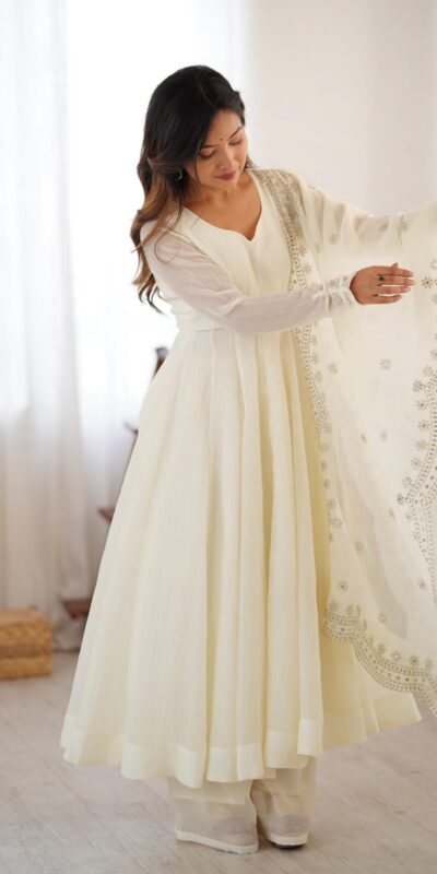 SSR 5006 White Fandy Silk Gown Perfect for Wedding, Party, Pongal, Traditional Day, Baby Shower – . Get it for ₹1999. Delivery 4-6 Working Days. Shop | Gowns, Bollywood Gowns, Creative Gowns, Designer Gowns, Embroidered Gowns, Party Wear Gowns