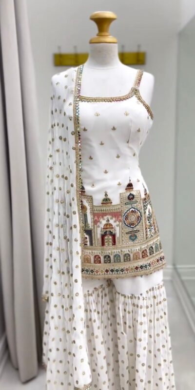 KD 1513 White with Lace Work Faux Georgette with Salwar Suit . Available at ₹2149 only. Delivery 4-6 Working Days. Shop now. | Jump Suits, Tops & Bottoms, Track Suits, Salwar suit, Casual Suits, Creative suits, Designer Suits, Palazzo Suits, Party Wear Suits, Patiala Suits, Straight Suits, Trendy Wear