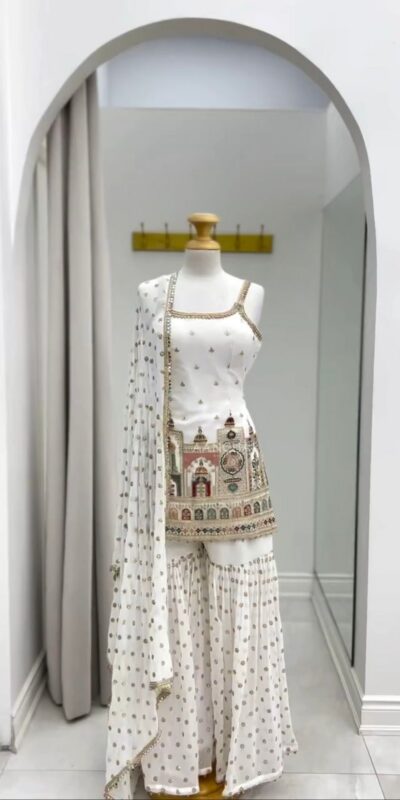 KD 1513 White with Lace Work Faux Georgette with Salwar Suit . Available at ₹2149 only. Delivery 4-6 Working Days. Shop now. | Jump Suits, Salwar suit, Casual Suits, Creative suits, Designer Suits, Palazzo Suits, Party Wear Suits, Patiala Suits, Straight Suits