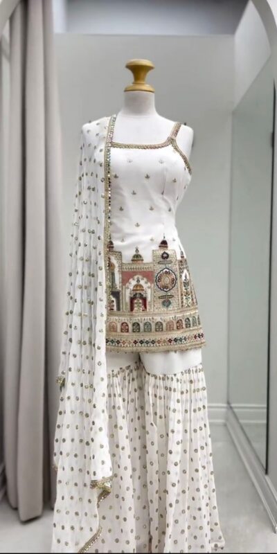 KD 1513 White with Lace Work Faux Georgette with Salwar Suit . Available at ₹2149 only. Delivery 4-6 Working Days. Shop now. | Jump Suits, Tops & Bottoms, Track Suits, Salwar suit, Casual Suits, Creative suits, Designer Suits, Palazzo Suits, Party Wear Suits, Patiala Suits, Straight Suits, Trendy Wear