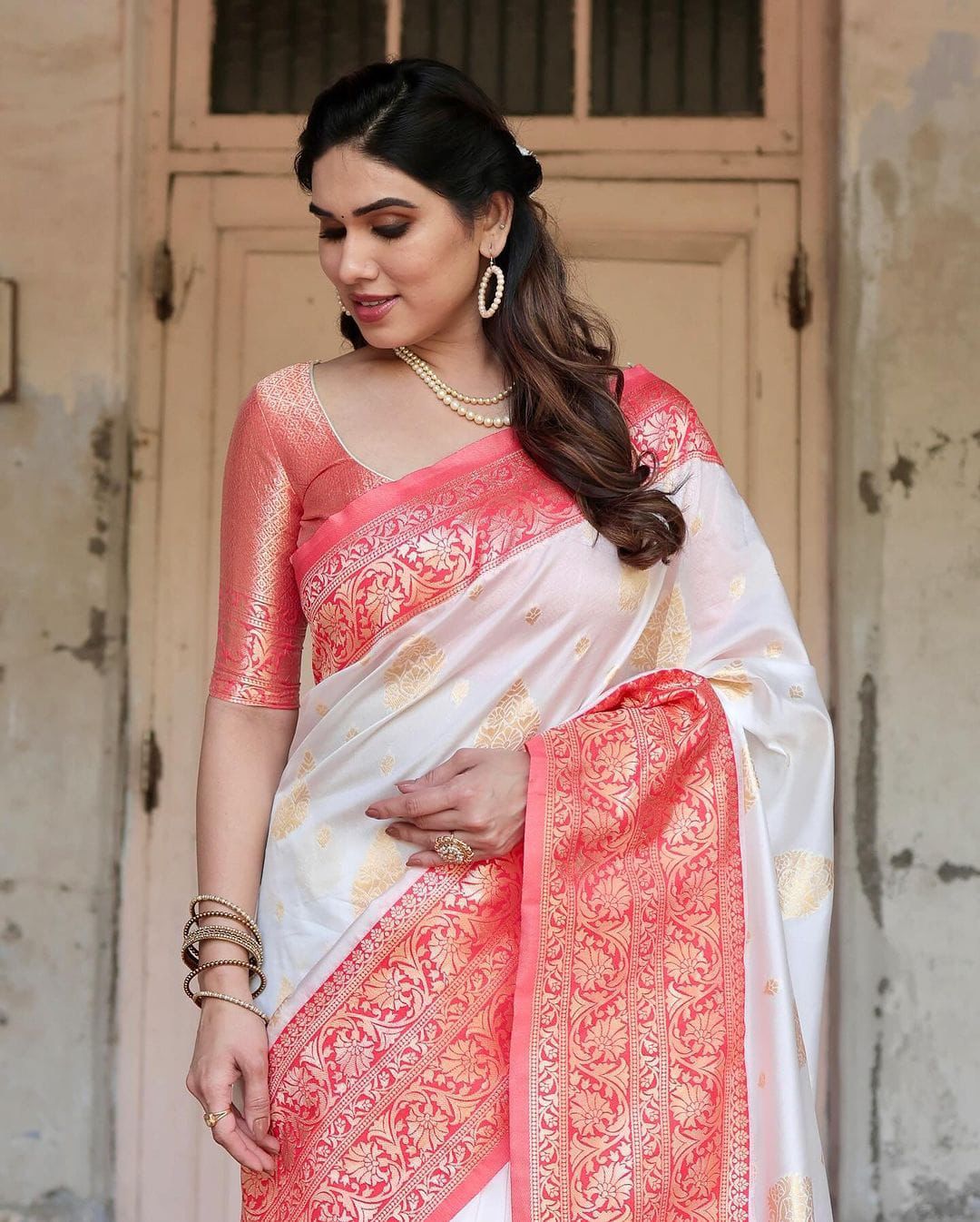 KPR 126 White in Red Soft Lichi Silk Designer Work Saree . Wedding, Party, Festive, Events, Affordable Price ₹1499. Delivery 4-6 Working Days. Shop now. | Sarees, Bollywood Sarees, Creative Sarees, Designer Sarees, Embroidered Sarees, Ethnic Saree, Modern Digital sarees, Party Wear Sarees
