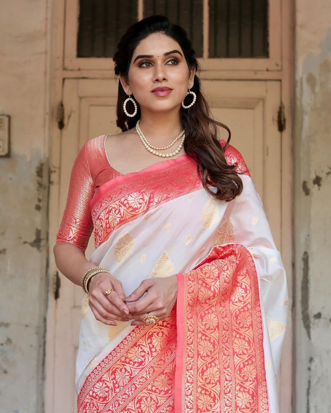 KPR 126 White in Red Soft Lichi Silk Designer Work Saree . Wedding, Party, Festive, Events, Affordable Price ₹1499. Delivery 4-6 Working Days. Shop now. | Sarees, Bollywood Sarees, Creative Sarees, Designer Sarees, Embroidered Sarees, Ethnic Saree, Modern Digital sarees, Party Wear Sarees