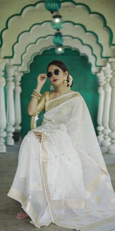 KP 6040 White Soft Lilan Slab Saree with Weaving Work Designer Work. Festive Deal ₹1399. Delivery 4-6 Working Days. Shop now. | Sarees, Bollywood Sarees, Creative Sarees, Designer Sarees, Embroidered Sarees, Ethnic Saree, Modern Digital sarees, Party Wear Sarees