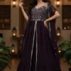 Wine Faux Georgette Embroidery Lace Work Lehenga Choli