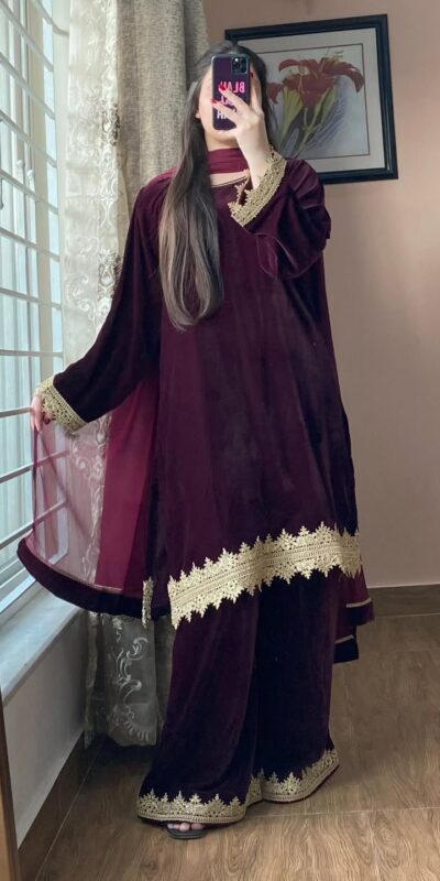 BE 419 Wine Georgette Salwar Suit with Lace Work & Embroidery Work. Get it for ₹1849. Delivery 4-6 Working Days. Shop now. | Jump Suits, Tops & Bottoms, Track Suits, Salwar suit, Casual Suits, Creative suits, Designer Suits, Palazzo Suits, Party Wear Suits, Patiala Suits, Straight Suits, Trendy Wear