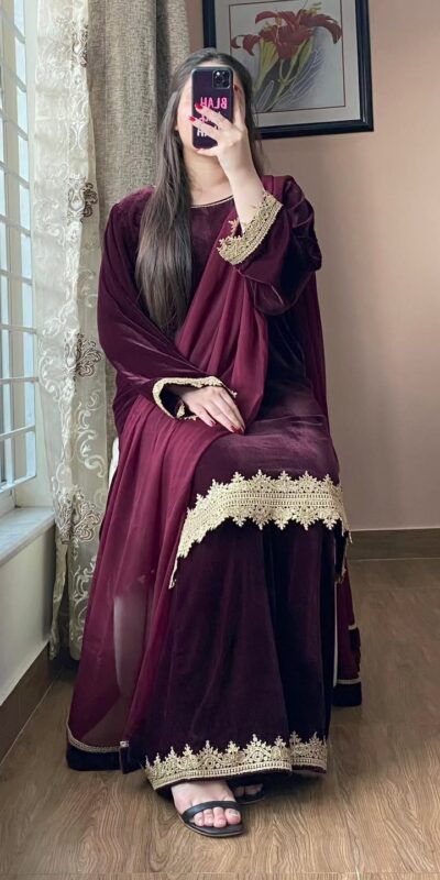 BE 419 Wine Georgette Salwar Suit with Lace Work & Embroidery Work. Get it for ₹1849. Delivery 4-6 Working Days. Shop now. | Jump Suits, Tops & Bottoms, Track Suits, Salwar suit, Casual Suits, Creative suits, Designer Suits, Palazzo Suits, Party Wear Suits, Patiala Suits, Straight Suits, Trendy Wear
