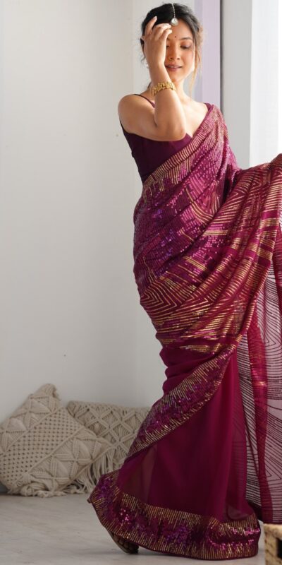 JR 626 Wine Georgette Saree Perfect for Wedding, Party, Eid, Anniversary, Diwali – . Special Price ₹1799. Delivery 4-6 Working Days. Shop now. | Sarees, Bollywood Sarees, Creative Sarees, Designer Sarees, Embroidered Sarees, Ethnic Saree, Modern Digital sarees, Party Wear Sarees