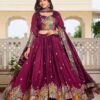 Ram 113 Wine Color Vichitra Lehenga Choli with Embroidery Work. Exclusive Offer ₹3099. Delivery 4-6 Working Days. Shop now. | Lehenga, Bollywood Lehenga, Creative Lehenga, Designer Lehenga, Embroidered Lehenga, Party Wear Lehenga