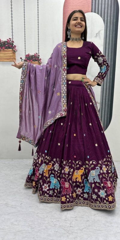 PC 545 Wine Vichitra Silk Lehenga Choli with Lace Border & Lace Work. Special Price ₹3249. Delivery 4-6 Working Days. Shop now. | Lehenga, Bollywood Lehenga, Creative Lehenga, Designer Lehenga, Embroidered Lehenga, Party Wear Lehenga