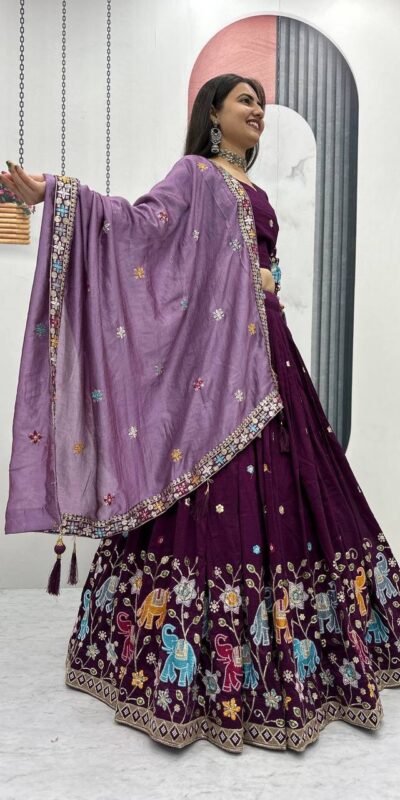 PC 545 Wine Vichitra Silk Lehenga Choli with Lace Border & Lace Work. Special Price ₹3249. Delivery 4-6 Working Days. Shop now. | Lehenga, Bollywood Lehenga, Creative Lehenga, Designer Lehenga, Embroidered Lehenga, Party Wear Lehenga