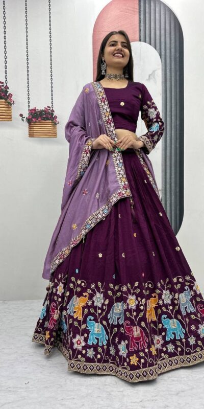 PC 545 Wine Vichitra Silk Lehenga Choli with Lace Border & Lace Work. Special Price ₹3249. Delivery 4-6 Working Days. Shop now. | Lehenga, Bollywood Lehenga, Creative Lehenga, Designer Lehenga, Embroidered Lehenga, Party Wear Lehenga